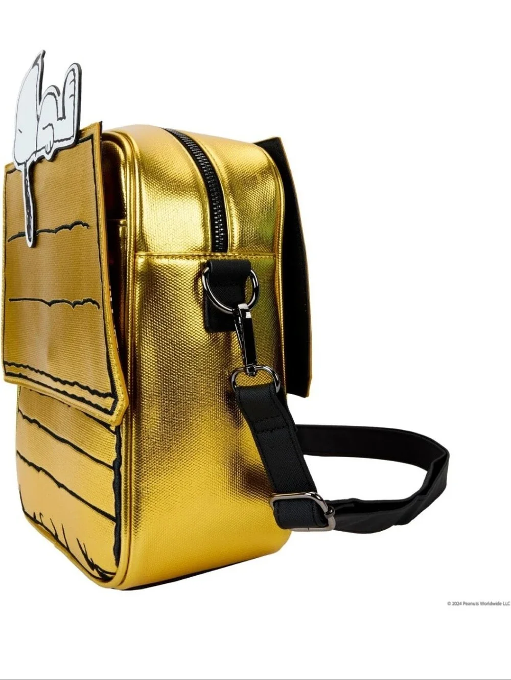 New Peanuts Yellow & Black Snoopy Doghouse Crossbody Bag